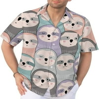 Majica za lenjoste za muškarce Retro Big i visoki gumb dolje majice casual aloha majice kratkih rukava