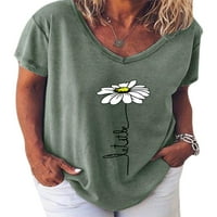 Ženske plus veličine vrhovi kratkih rukava s kratkim rukavima V izrez cvjetne ljetne casual majice