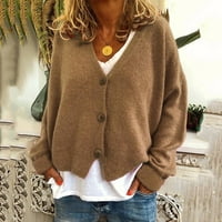 Kabelski pleteni džemper Žene duge žensko dugme Čvrsti pleteni džemper Cardigan jakna s dugim rukavima