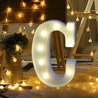 Gyouwnll Domaće ukrase Abeceda LED lampica svjetla svijetli bijela plastična slova koja stoje vešajući a &