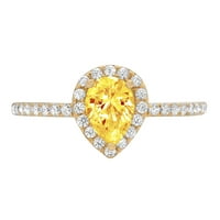 0,8ct kruška od žutog prirodnog citrina 18K žutog zlatnog graviranja Izjava bridalna godišnjica Angažovanje