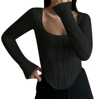 Ženska duboka u vratu dugih rukava Slim Fit Ležerne prilike za bluze