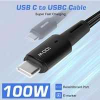 Urban USB C do USB C kabel 3,3ft 100W, USB 2. TIP C TRACK GORIVA Brzi naboj za Samsung Galaxy A 5G,