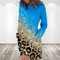 Olyvenn Ženska tunika Odmor Duga haljina Modni zimski klizanje Blok bloka Širina Leopard Kuća Haljina