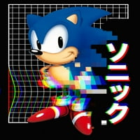 Sonic The Hedgehog Digitalizirana umjetnost Kanji Tekst Majica s kratkim rukavima-XX-Veliki