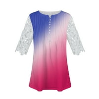 Hanas vrhovi ženske ljetne majice za odmor, čipke ruffle s kratkim rukavima V majice, modni gradijentni