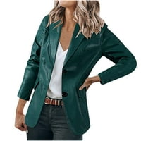 Ženska modna casual lapel coller džepni temperament Motocikl jakna kožna jakna kaput dame casual labavo