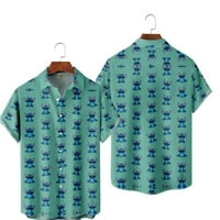 Muške kratke rukave Havajske košulje Božić Disney Lilo i majica za ubod, majica s tipkama Kawaii ljetna odjeća