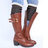 Žene Ležerne jesen i zimska uvijanje šuplje pletene čipke toplo čarape za koljeno čarape G_ Jedna veličina