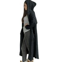 Ženska zimska čvrsta čvrstog pletenog kapuljača duge kardigan duks džepni kaput