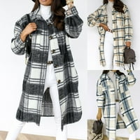 Ikevan ženski plastirani kaput duge vunene kaput jakne s dugim rukavima dolje Ležerne majice Flannel