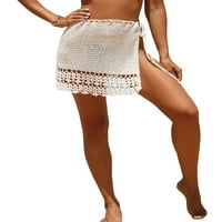 Thaisu žensko ljeto izdubljeno izdubljeno kukičane kratke bikini suknje, čvrste boje podijeljene čipke
