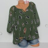 Ženska Flowy Fashion Casual V izrez Top tiskane košulje od pola rukava Pulover Majica Green M