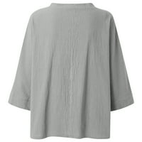 HOMADLES Pamučna i posteljina majica za ženske vrhove sive veličine S