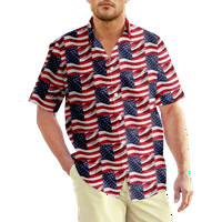 4. jula muška havajska majica USA Nacionalna zastava Košulja Grafička majica COLLAR CALLY DNEVNO DNEVNI