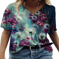 Ljetne žene tiskane majice s kratkim rukavima, ležerna labava bluza