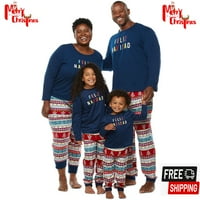 Sunost božićne pidžame za porodičnu, pisma s dugim rukavima za ispis majica sa pantalonama za ispis