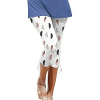 Ženske ljetne čvrste boje od tiskane hlače Casual Yoga teretana Kapri hlače bijeli XXL