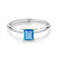 Gem Stone King 0. CT Swiss Blue Topaz 10k bijeli zlatni prsten sa žutim zlatnim prstenom