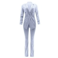 Fanxing ženski V vrat Ležerne bluže otvorene prednje dugih rukava radne kancelarijske jakne i hlače Business Office odijelo set s, m, l, xl, xxl