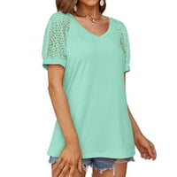 Ženske vrhove kratkih rukava casual bluza cvjetne žene ljetne V-izrez majice zelene s