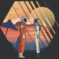 Astronauti u pozadini zalaska sunca MENS CHARCOAL Grey Graphic Tee - Dizajn ljudi XL