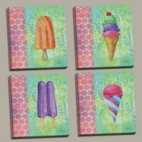 Popularni retro šareni sazorni sladoled i set popsicle; Četiri ručno rastegnutih platna