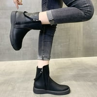 Ženske cipele cipele okrugli nožni bodljikavi bočni zip casual retro ravne cipele na petu čizme gležanj