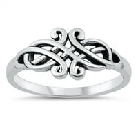 Sterling srebrni keltski dizajnerski prsten veličine 6