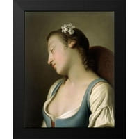 Rotari, Pietro Antonio Black Modern Framed Museum Art Print pod nazivom - mlada djevojka spava u stolici
