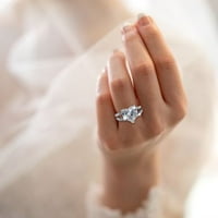 Novi umetnuti dijamantski prsten u obliku srca Modni europski i ženski prsten klasični temperament minđuša