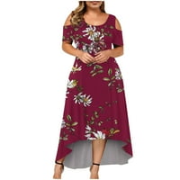 Cleariance žensko cvjetno tisak od ramena kratka haljina s kratkim rukavima, ljetne casual carserih
