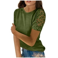 Ženski vrhovi okrugli dekolte za žene bluze casual pune košulje kratki rukav modna vojska zelena s