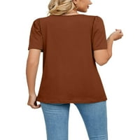 Capreze ženska majica pufle rukavi majica pune boje Ljetni vrhovi casual tunika bluza kratki rukav tee