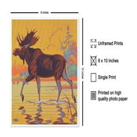 Moose poster - lose divlje životinje Print - Životni zid Art - Retro Wall Art - Unfrant Wall Art Poster