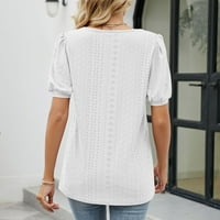 MLQIDK pokazivači za žene Casual Ljeto Kratki rukav obični T majice Bijeli XL