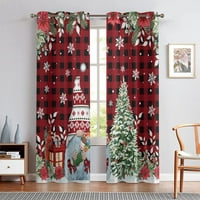 Paille Xmas Drapes Grommet Božićne zavjese Luksuzni prozor Zavjesa za zavjese Long Home Decor Red Plaid