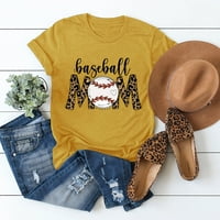 Tianlu bejzbol mama Leopard bejzbol Print modni casual okrugli vrat ženska majica, žuta, xl