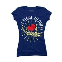 Ukradite Hearts Skeleton Ručno zaljubljene Dan smiješni Pajama Juniors Bijeli grafički tee - Dizajn