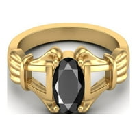Sterling Silver Gold Vermeil 7x ovalni oblik Crni spinel angažman ženski prsten