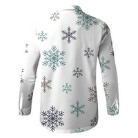 Muški modni casual božićni print dugi ruktici s dugim rukavima, majice na vrhu bijelog xxl