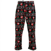 813502-srednje 32- Unizirane božićne ružne pantalone za spavanje, crna - srednja 32-34