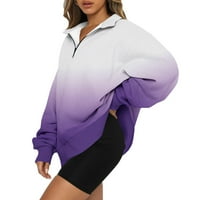 DMQupv ženske dukseve i dukseve Grafičke žene obrezane dukseve Pola zip pulover Trendy Quarter Zip Up