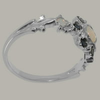 Britanci napravio je 9k bijeli zlatni ženski prsten prirodni obilni prsten od opala i safira - Opcije veličine - veličina 7.5
