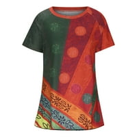 Safuny Women's Lable Tunic Tops Cleance Summer Etnic Print Tees Modna odjeća Kratki rukav Košulje za
