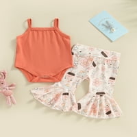 Kelajuan Baby Girls Ljeto odijelo setovi pune boje rukavice bez rukava + cvjetne pantalone