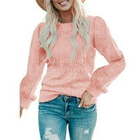 Dukseri za žene izduženi čvrsti povremeni labavi pleteni pulover džemper Jumper Top ružičaste veličine