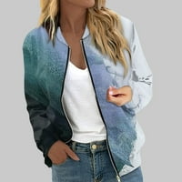 Ženska gornja odjeća Print dugih rukava Ležerni patentni zatvarač na vrhu kardigan majica Tanka jakna
