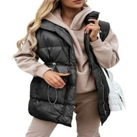 Ženski zimski pamučni podstavljeni dugi prsluk prekriven kaput puffer patentni zatvarač na gilet jaknu