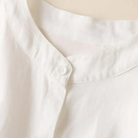 Chueoow ženska ljetna haljina od pune boje haljine Vintage dugih rukava pamučna majica za pamučnu majicu
